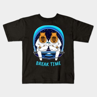 Break Time, Cute Capybara Astronauts Kids T-Shirt